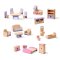 [บ้านตุ๊กตา+เฟอร์] รุ่น 4588 บ้านตุ๊กตา บ้านวิคตอเรีย+เฟอร์นิเจอร์ไม้ 14 ชิ้น 71x61x40 cm Melissa & Doug Multi-Level Wooden Dollhouse