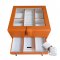 กล่องเครื่องประดับ 2 ชั้น สีส้ม เกรดอย่างดี มีหมอนสำหรับคนข้อมือเล็ก สวยพรีเมี่ยม วัสดุดี ควรค่าแก่การใช้งาน