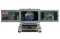 Three screen ground station with earth maps and globe image inside