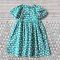 BUTTONS BACK PUFF SLEEVES GREEN SHEEP DRESS 100% PRINTED COTTON*HEADBAND NOT INCLUDED