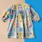 BUTTONS BACK PETER PAN COLLAR LONGSLEEVES MERCI DRESS 100% PRINTED COTTON*PREORDER SHIPMENT 18 NOV