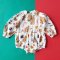 BUTTONS BACK  LONGSLEEVES  GINGERBREAD ROMPER% PRINTED COTTON