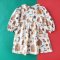 BUTTONS BACK LONGSLEEVES GINGERBREAD DRESS 100% PRINTED COTTON