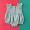 FLUTTER SLEEVES BUTTONS BACK MINT GREEN DOTS ROMPER 100% COTTON