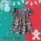 BUTTONS BACK PUFF SHORT SLEEVES CHRISTMAS TREATS NAVY BLUE DRESS 100% PRINTED COTTONN