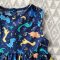 BUTTONS BACK DRESS NAVY BLUE DINO 100% PRINTED COTTON*HEADBAND NOT INCLUDED