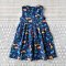 BUTTONS BACK DRESS NAVY BLUE DINO 100% PRINTED COTTON*HEADBAND NOT INCLUDED