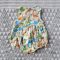 BUTTONS BACK KHAKI DINO ROMPER 100% PRINTED COTTON*HEADBAND NOT INCLUDED