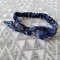 ELASTIC HEADBAND THAI ELEPHANTS NAVY BLUE 100% COTTON