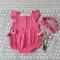 FLUTTER SLEEVES FUCHSIA ROMPER 100% COTTON*HEADBAND NOT INCLUDED