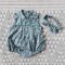 MANDARIN COLLAR BUTTONS BACK ROMPER GREEN 100% PRINTED COTTON*HEADBAND NOT INCLUDED