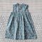 MANDARIN COLLAR BUTTONS BACK DRESS GREEN 100% PRINTED COTTON*HEADBAND NOT INCLUDED