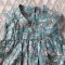 MANDARIN COLLAR BUTTONS BACK ROMPER GREEN 100% PRINTED COTTON*HEADBAND NOT INCLUDED