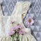 ELASTIC BACK DRESS YELLOW LACE DRESS  100 % COTTON *HEADBAND NOT INCLUDED