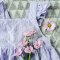 ELASTIC BACK DRESS LILAC LACE DRESS  100 % COTTON *HEADBAND NOT INCLUDED