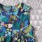 BUTTONS BACK DARK BLUE JUNGLE ROMPER 100% PRINTED COTTON*HEADBAND NOT INCLUDED