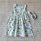 WHITE DINO SLEEVELESS BUTTONS BACK DRESS 100% PRINTED COTTON*HEADBAND NOT INCLUDED