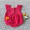 FLUTTER SLEEVES ROMPER 100% COTTON PINK RED *HEADBAND NOT INCLUDED
