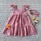 ELASTIC BACK DRESS PINK DOTS 100 % COTTON  *HEADBAND NOT INCLUDED