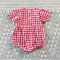 GINGHAM RED PUFF SLEEVES BUTTONS BACK ROMPER 100% PRINTED COTTON *HEADBAND NOT INCLUDED