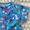BUTTONS FRONT KNEE ROMPER DINO BLUE 100% PRINTED COTTON