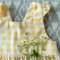 YELLOW GINGHAM ELASTIC BACK DRESS 100% PRINTED COTTON*HEADBAND NOT INCLUDED