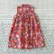 CNY RED FLOWER MANDARIN COLLAR BUTTONS BACK DRESS 100% PRINTED COTTON*HEADBAND NOT INCLUDED