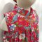 CNY RED FLOWER MANDARIN COLLAR BUTTONS BACK DRESS 100% PRINTED COTTON*HEADBAND NOT INCLUDED