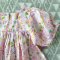 PINK RABBITS PUFF SLEEVES ROMPER 100% PRINTED COTTON