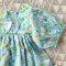 BLUE RABBITS PUFF SLEEVES ROMPER 100% PRINTED COTTON*HEADBAND NOT INCLUDED