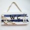 ป้ายไม้ WC ริ้วขาวน้ำเงิน แนวทะเล