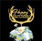 ป้ายปักเค้ก Happy Birthday เขากวาง กากเพรช (10ชิ้น)
