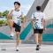 เสื้อวิ่งแขนสั้น RN-008 เรียบ เท่ มีสไตล์ RN-009 โทนขาวตัดเขียวมิ้นต์–ดำ พร้อมลายกราฟิกเรขาคณิต เติมความโดดเด่นให้ทีมวิ่งของคุณ