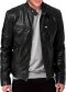 Men&#039;s leather jacket with hood