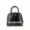 Balenciaga Dome Ville Top Handle Shiny Croc-Embossed In Black