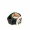 Gucci Belt Canvas Black Green Red With G Silver Buckle 90