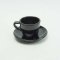 Set of small coffee mugs with  saucers black