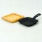 Cast iron pan 12x12 cm with wooden tray