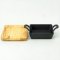 Cast iron pan 12.5x12.5 cm with wooden tray