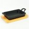 Cast iron pan 11x16 cm. with wooden tray
