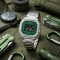 Casio Standard นาฬิกาข้อมือผู้ชาย สายสแตนเลส รุ่น W-218HD-3A - หน้าปัดสีเขียว  ตัวเรือน และสายสีเงิน