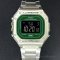 Casio Standard นาฬิกาข้อมือผู้ชาย สายสแตนเลส รุ่น W-218HD-3A - หน้าปัดสีเขียว  ตัวเรือน และสายสีเงิน