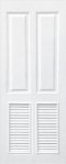 ประตูUPVC ผิวหน้าลายไม้ สีขาว ลูกฟัก 4 ช่องตรง+เจาะเกล็ดล่าง 1/2