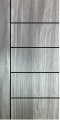ประตูUPVC ผิวหน้าลายไม้ สีSmokyGreyบานเรียบ เซาะร่อง 1 เส้นตรง 4 เส้นนอน