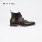 MAC&GILL รองเท้าผู้ชายหนังแท้แบบฮาฟทางการ CHELSEA LEATHER ANKLE BOOTS Genuine Leather slip-on with elastic strap MAC & GILL