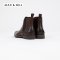 MAC&GILL รองเท้าผู้ชายหนังแท้แบบฮาฟทางการ CHELSEA LEATHER ANKLE BOOTS Genuine Leather slip-on with elastic strap MAC & GILL