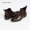 MAC&GILL CHELSEA LEATHER BROWN ANKLE BOOTS Genuine Leather slip-on with elastic strap MAC & GILL