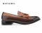 รองเท้าหนังแท้แบบสวมทางการ คลาสสิกโลฟเฟอร์ Brown Leather Tassel 2 tone Loafers MAC&GILL