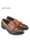 Tassel Wingtip Fringe Genuine Leather Loafers - Brown