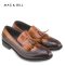 รองเท้าหนังแท้แบบสวมทางการ คลาสสิกโลฟเฟอร์ Brown Leather Tassel 2 tone Loafers MAC&GILL